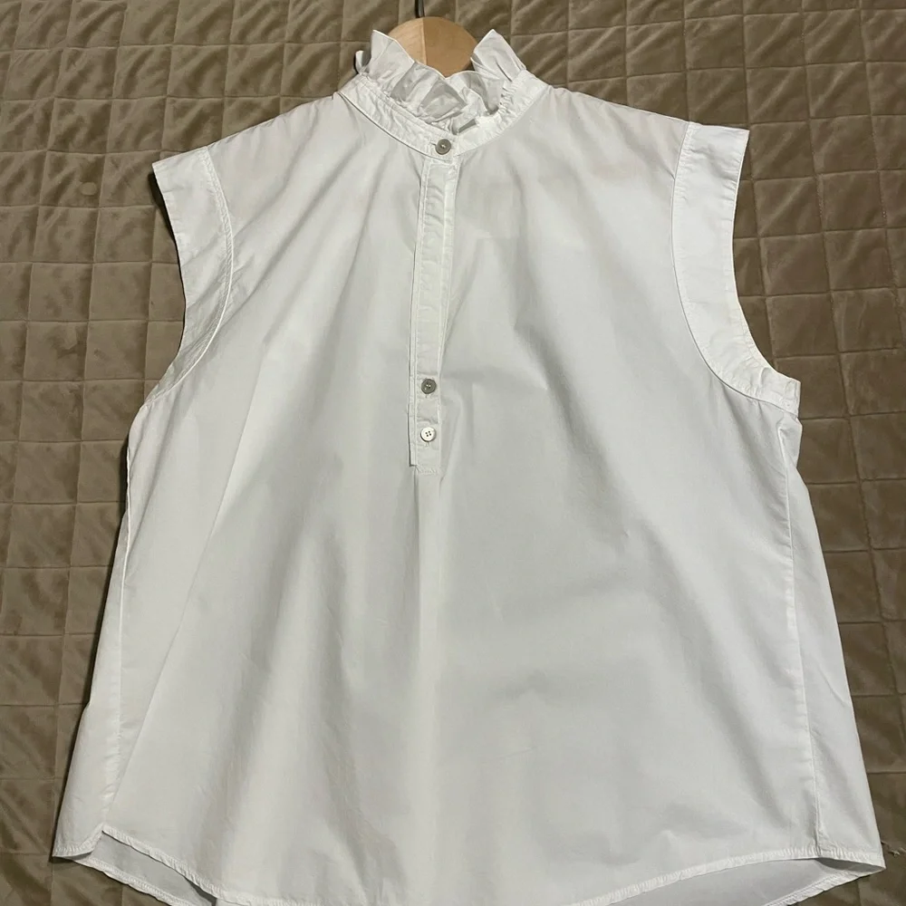 Forte Forte White Ruffle Neck Sleeveless Blouse - Picture 13 of 13